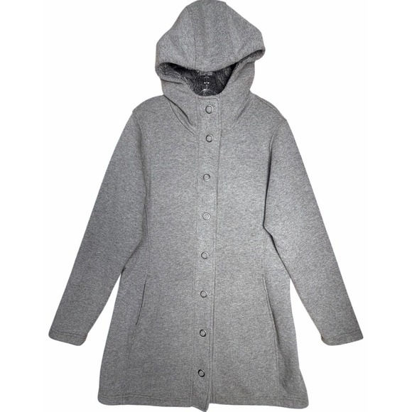 Kuhl Jackets & Blazers - KÜHL Spyrit Hooded Gray Fleece Snap Jacket Women's L Outdoor Pockets